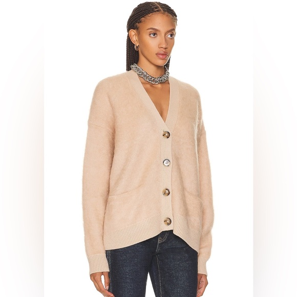 🍁⛄️ACNE STUDIOS MOHAIR WOOL FLUFFY CARDIGAN Warm Beige Grandpa Knitted - Picture 8 of 14
